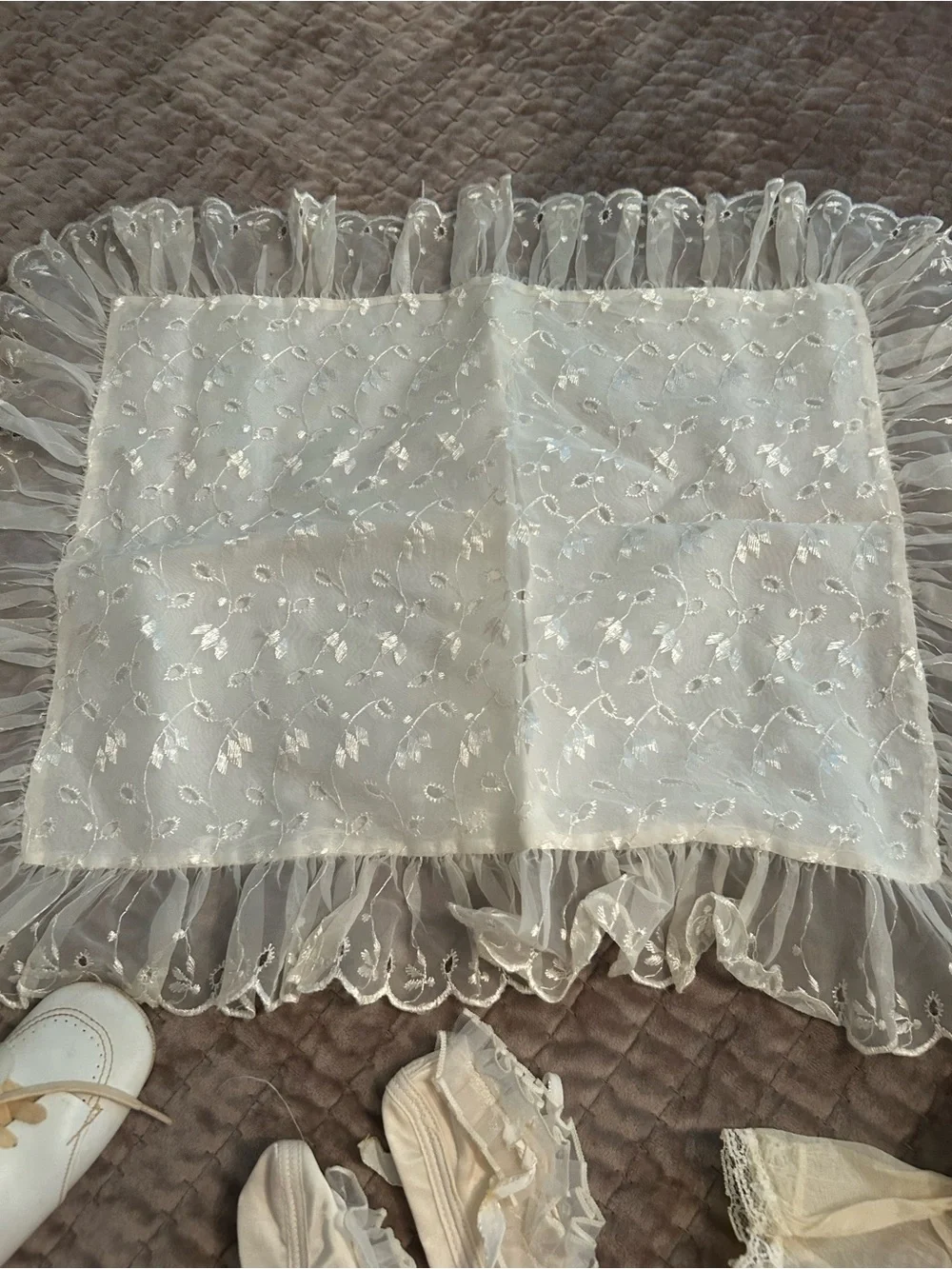 Vintage-Inspired Cream Lace Baby Layette Set - Elegant Home Accents